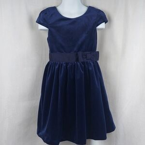 Cat & Jack short sleeve Holiday Bow Dress velvet - navy - size XS (4/5)